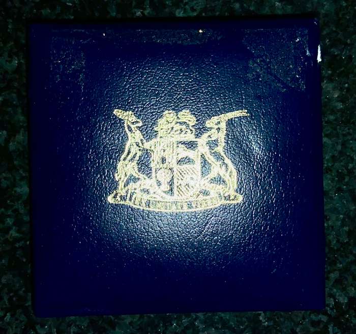 South Africa Proof silver R1 -- Soli Deo Gloria 1992 - blue SA mint box in capsule