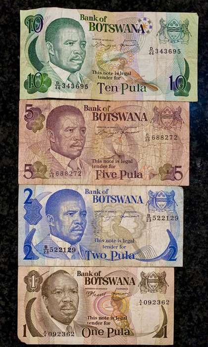 Botswana Set 10 pula to 1 pula 1982 (1 bid takes all)