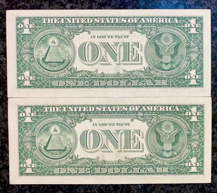 USA 1 dollar in seq E18404008-009 Richmond Federal Reserve 2009 (1 bid takes all)