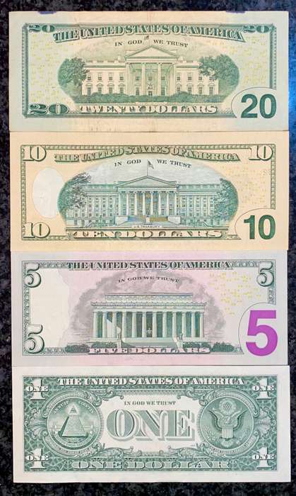 USA Set 20 dollar to 1 dollar 1993-2017 green seal (1 bid takes all)