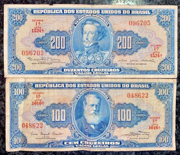 BRASIL SET 200 CRUZEIROS  & 100 CRUZEIROS (1 BID TAKES ALL)