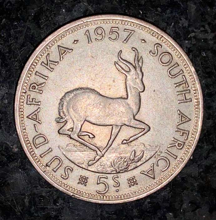 SA Union silver 5 shillings 1957