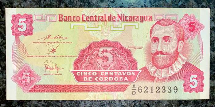 NICARAGUA 5 CORDOBAS ND 1991