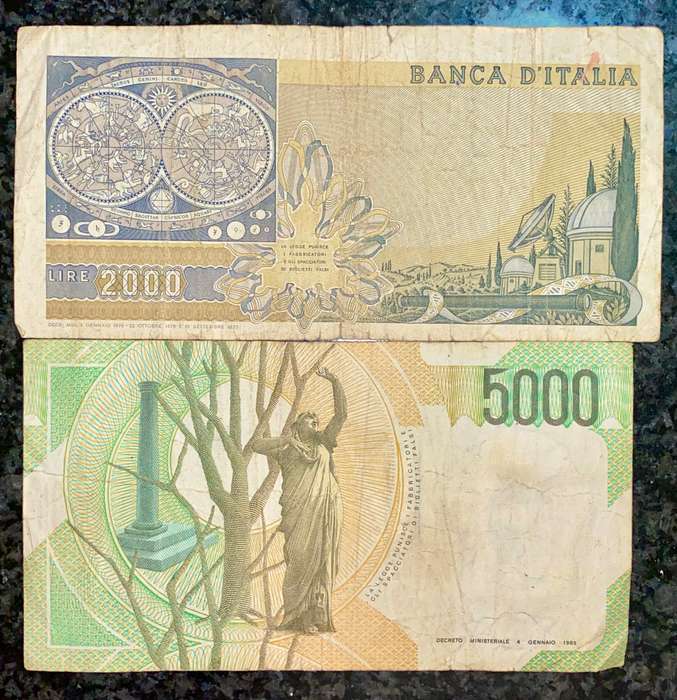 ITALY SET 5000 LIRE & 2000 LIRE (1 BID TAKES ALL)