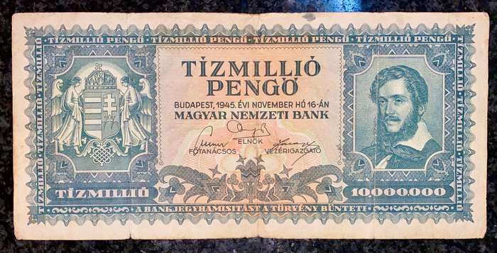 Hungary 10 million pengo 1945