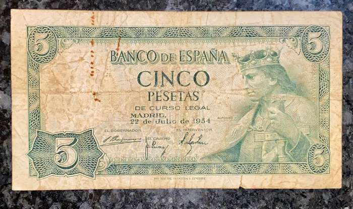 Spain 5 pesetas 1954