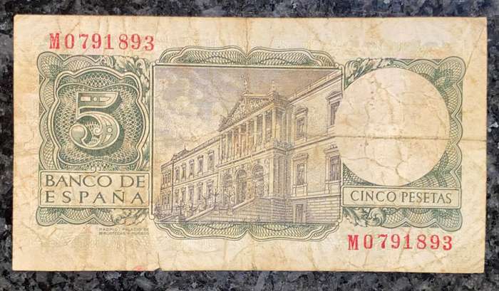 Spain 5 pesetas 1954