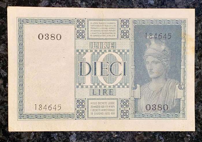 Italy 10 lire 1938