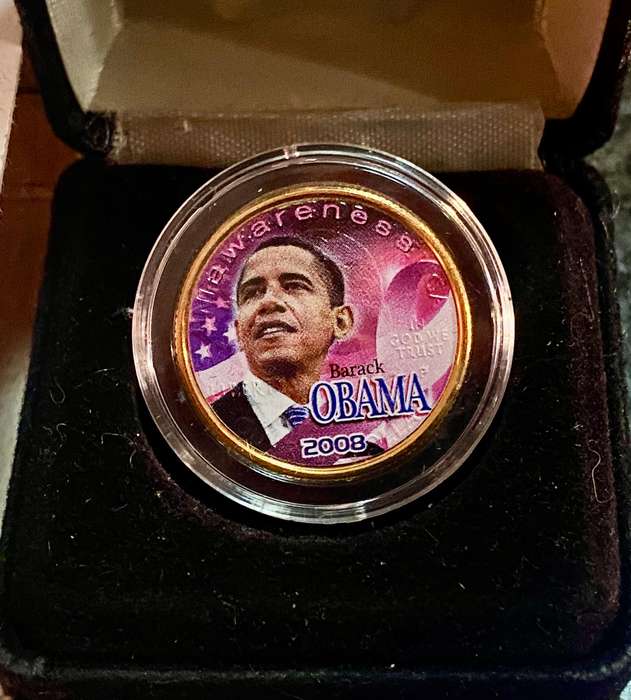 USA 1/4 dollar Jefferson Hologram - Barack Obama 2008 - 50 states Illinois 2003 - gold plate -