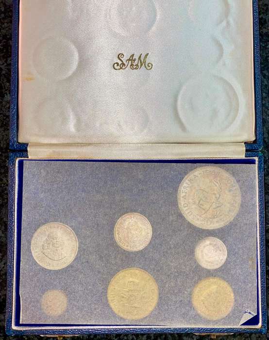 South Africa. 1964 Proof Set - Silver 50 Cent to 1/2 Cent in original mint box