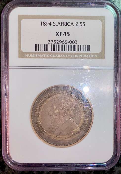 ZAR 1894 Graded Silver 2 1/2 Shilling NGC XF45