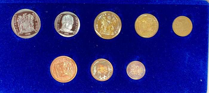 SA Mint Proof Set 1990 - R2 to 1 cent in blue sa mint box