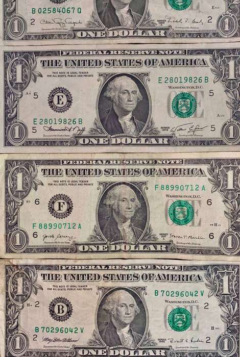 USA 1 dollar set 8 different signatures & Federal Reserve's 1974-2017 (1 bid takes all)