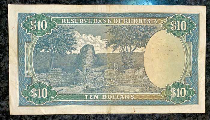 Rhodesia 10 Dollars 1971 -- J11 /183545 wtm CJ Rhodes