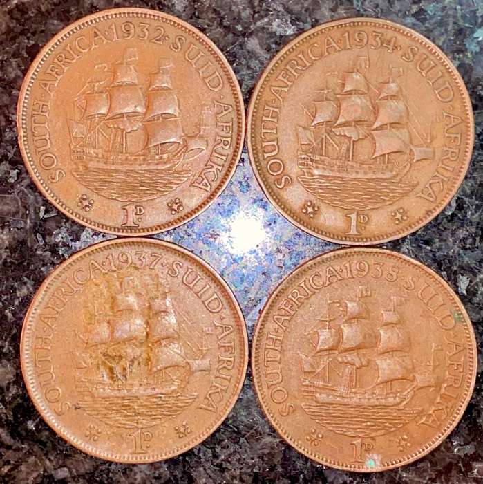 SA Union 1 penny 1932-1934-1937-1938 (1 bid takes all))