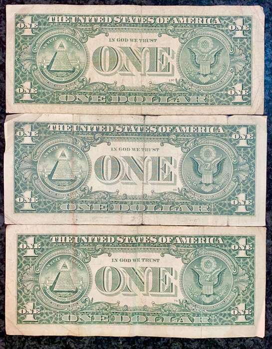 USA 1 dollar set 3 different signatures & Federal Reserve's 1995-2006 (1 bid takes all)