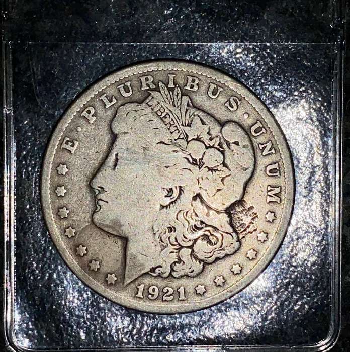 USA silver Morgan 1 dollar - 1921 San Francisco Mint in plastic holder