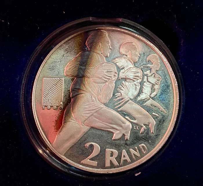 South Africa. Silver R2 - World Cup Rugby 1995 - in SA Mint Box