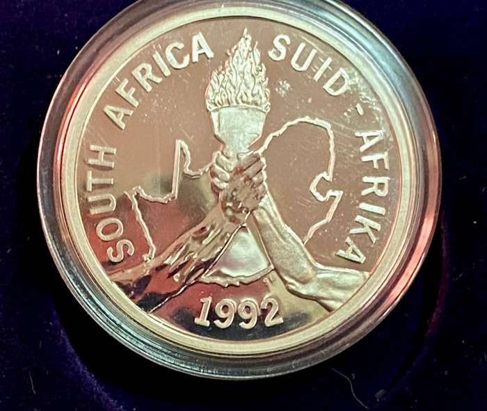 South Africa. Proof Silver R2 - Barcelona Olympics 1992 - blue box