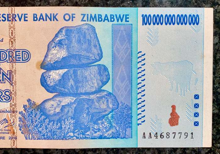 Zimbabwe 100 Trillion dollars 2008 AA Harare - 100% Authentic Banknote