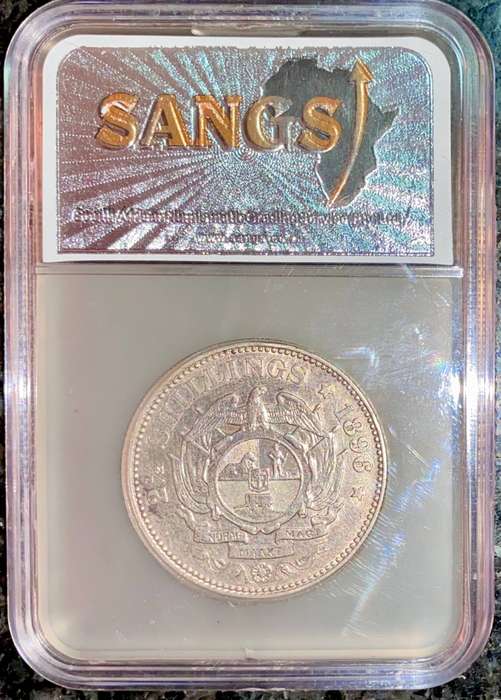 Z.A.R Graded 1896 - Silver 2 1/2 shilling XF40 Paul Kruger SANGS