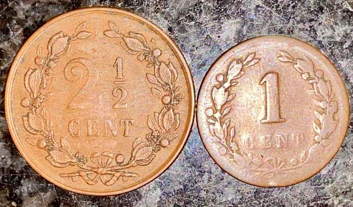 NETHERLANDS SET - 2 1/2 CENT 1886 & 1 CENT 1878 - (1 BID TAKES ALL)