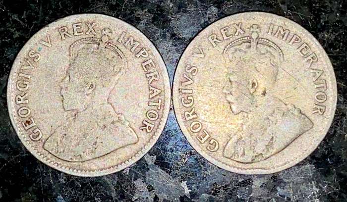 SA Union silver set 3d threepence 1933 & 1934 (1 bid takes all)