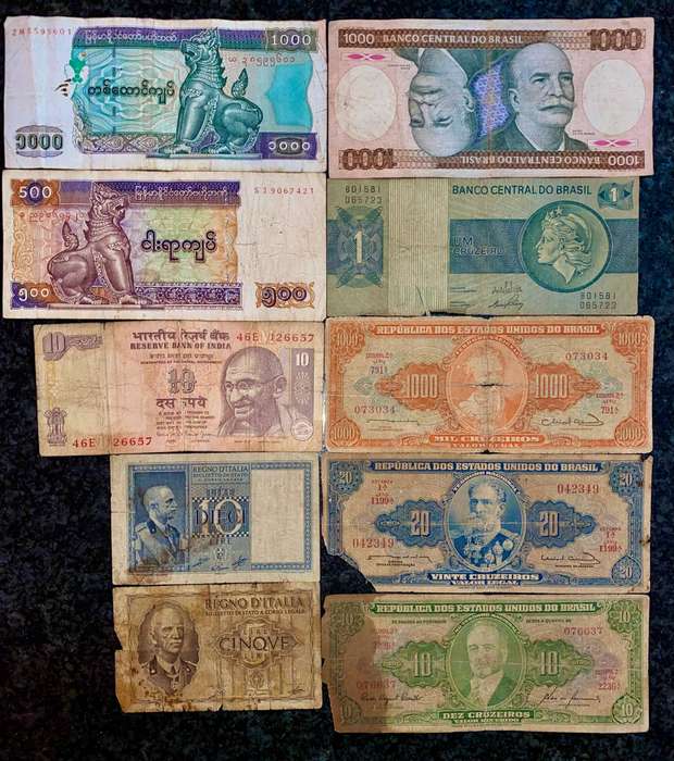 International lot - Italy - Myanmar - Brazil + more  (1 bid takes all 10 notes)
