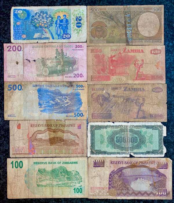 International lot - Greece - Central Africa - Czechoslovakia + more  (1 bid takes all 10 banknotes)