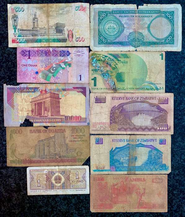 International lot - Kenya - Mozambique - Libya + more  (1 bid takes all 10 banknotes)