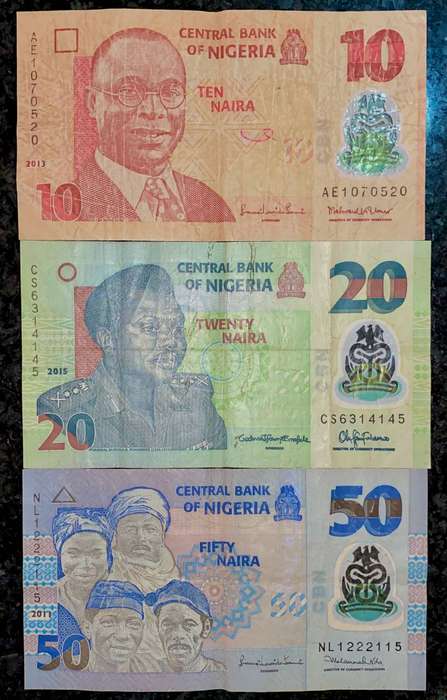 Nigeria Set 50 naira to 10 naira (1 bid takes all)
