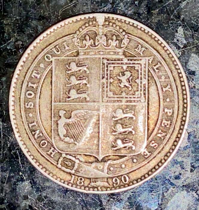 Great Britain Silver 1 Shilling 1890 Sterling Silver