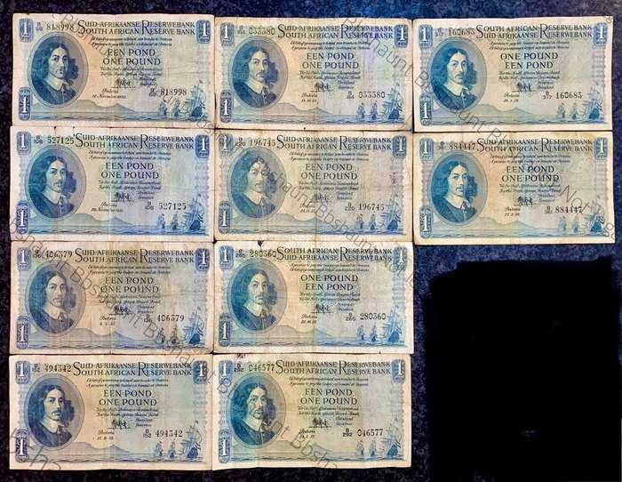 Complete set MH DE KOCK 1 pound 1950 to 1959 (1 bid takes all)