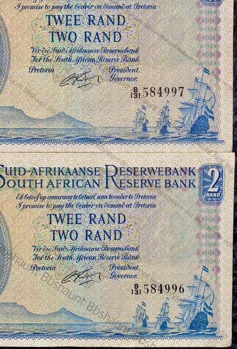G RISSIK R2 IN SEQUENCE B131 /584996-997 UNC A/E FIRST ISSUE 1962 (1 BID TAKES ALL)