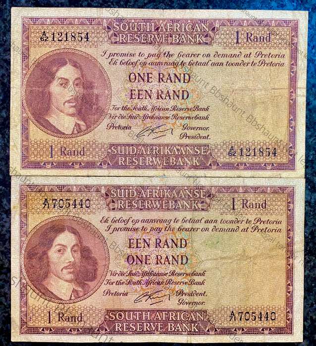 Set of R1 both Governor's MH De Kock & G Rissik 1961-1962 (1 bid takes all)
