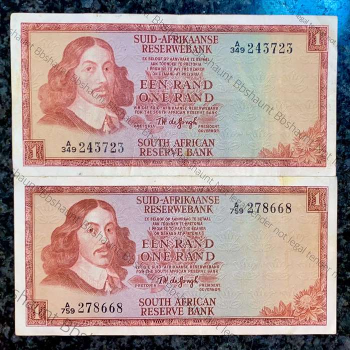 Tw De Jongh. R1 - backs two different shades - A series 1975 (1 bid takes all)