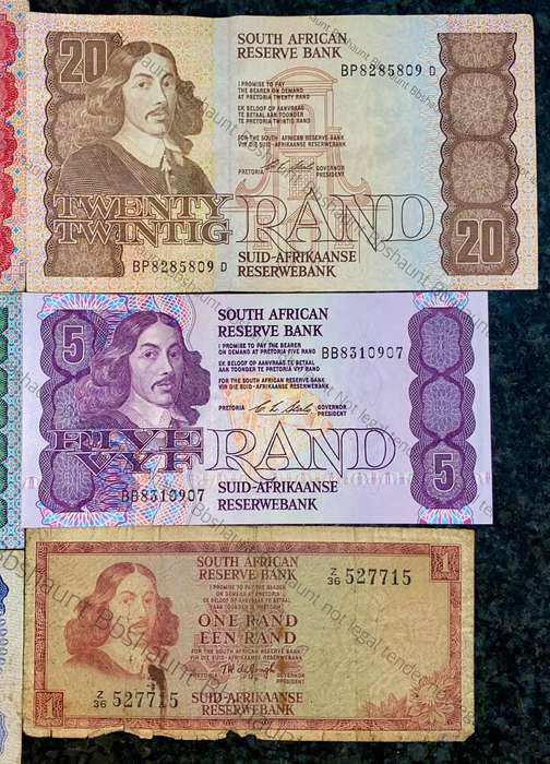 SET OF VARIOUS GOVERNORS & DECIMALS R50 TO R1 -- 1967-1990 ( 1 BID TAKES ALL)
