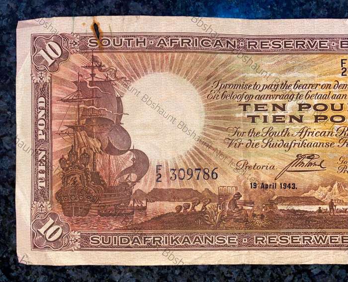 J Postmus 10 pound F2 - 19th April 1943 only issue