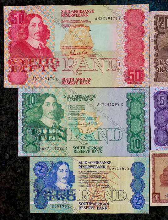 Complete Set GPC De Kock & Decimals R50 TO R2 - 1980s (R1 de Jongh 1975) (1 bid takes all)