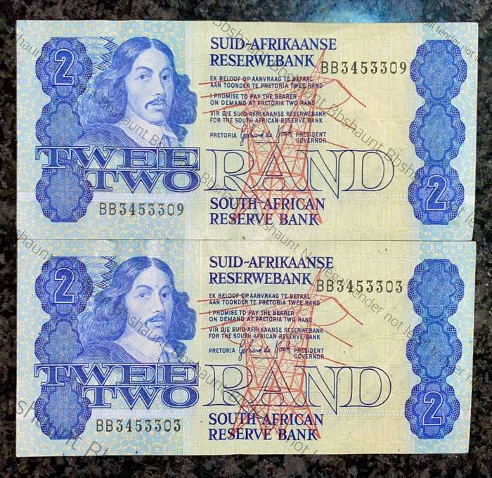 GPC De Kock. R2 close sequence BB3453303 & 309 3rd issue 1984 (1 bid takes all )