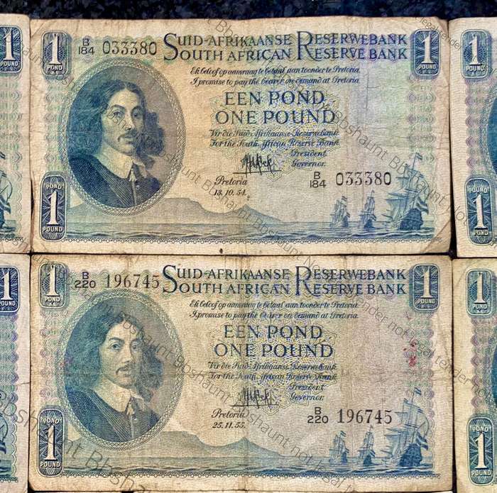 Complete set MH DE KOCK 1 pound 1950 to 1959 (1 bid takes all)