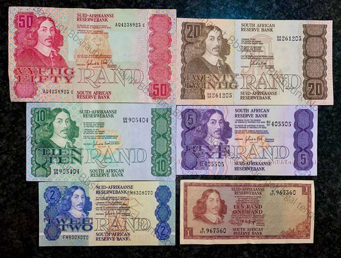 Complete Set GPC De Kock & decimals R50 TO R2 - Good Condition (R1 De Jongh 1973) (1 bid takes all)