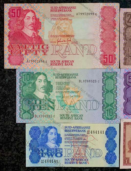 Complete Set GPC De Kock & Decimals R50 TO R2 - 1980s (R1 de Jongh 1975) (1 bid takes all)