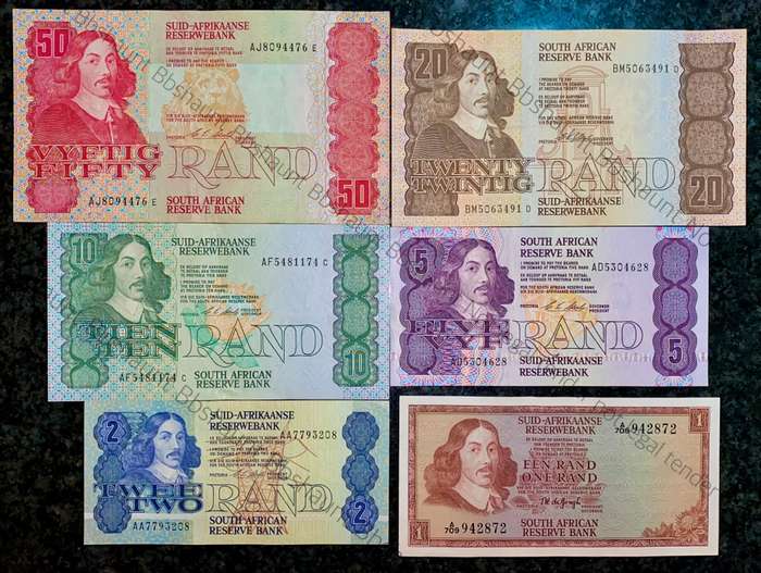 Complete Set CL Stals & Decimals R50 to R2AA - 1st issue 1990 (R1 TW De Jongh) (1 bid takes all)