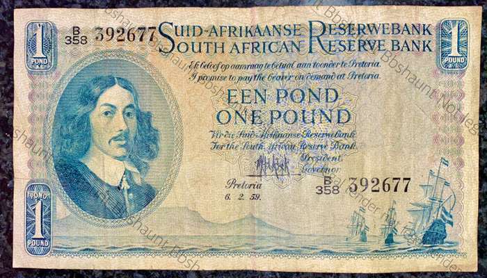 MH DE KOCK 1 POUND 6-2-1959 A/E 3RD ISSUE B358