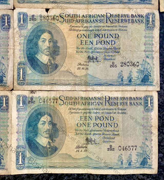Complete set MH DE KOCK 1 pound 1950 to 1959 (1 bid takes all)