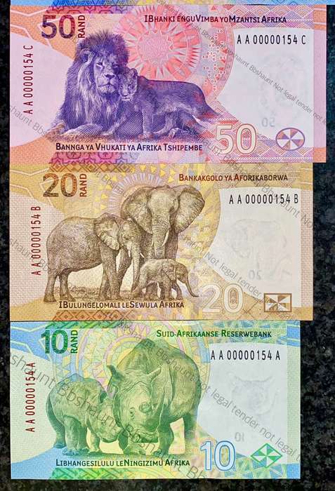 L Kganyago very low matching numbers -- AA00000154 --2023 unc in original S A Reserve bank folder