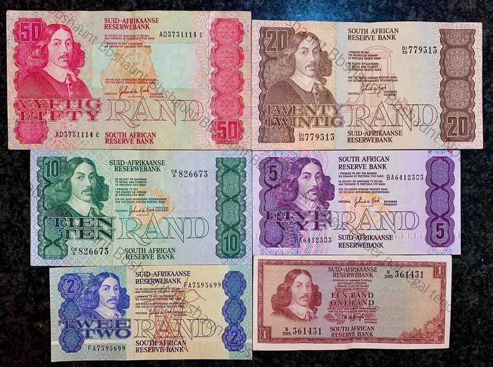 Complete Set GPC De Kock & decimals R50 TO R2 - Good Condition (R1 De Jongh 1973) (1 bid takes all)