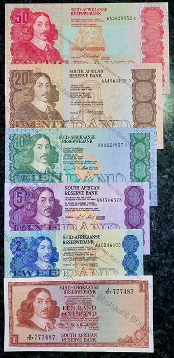 COMPLETE SET OF AA UNC CL STALS & DECIMALS R50AA TO R2AA -- 1ST ISSUE 1990 (R1A TW DE JONGH)