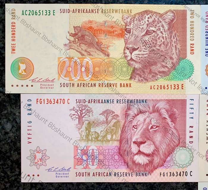 Complete set CL Stals R200 to R10 UNC 2nd issue 1993 (1 bid takes all)